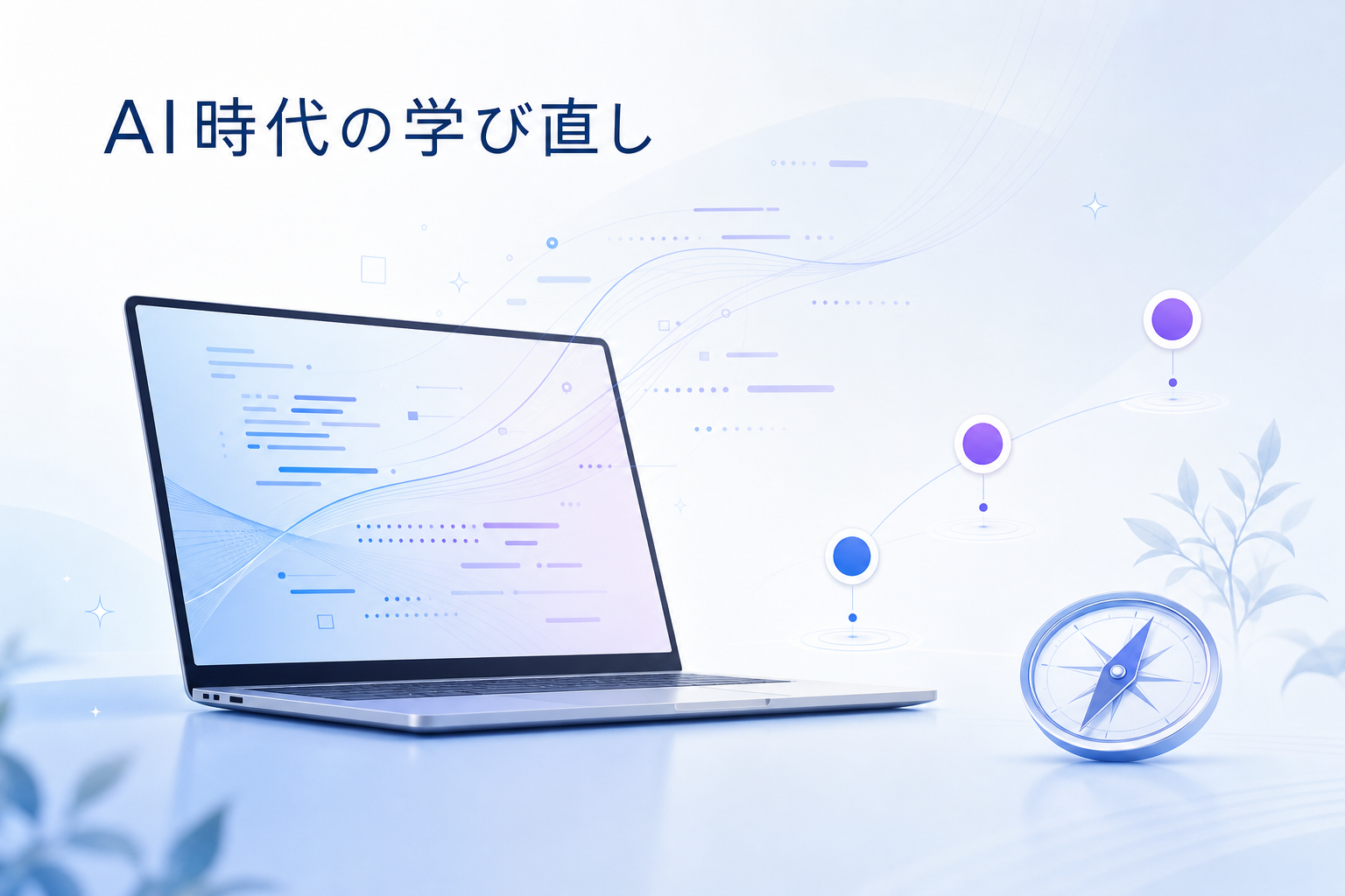 AI時代に40代非エンジニアが学び始める順番を示すロードマップのイラスト